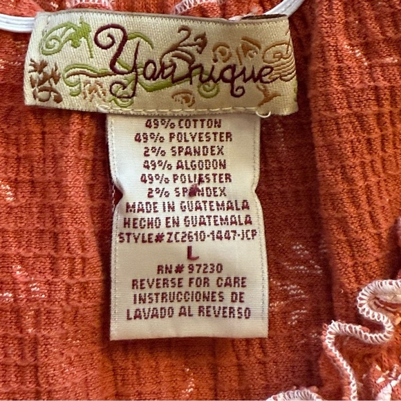Vintage Y2K Babydoll Top Younique Large Terracotta Embroidered Feminine Floral - Picture 7 of 8